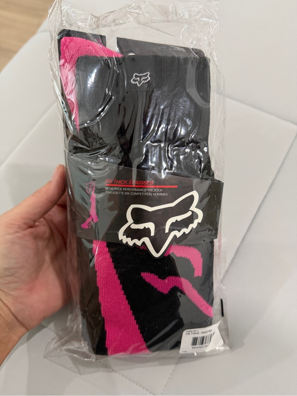 Fox Men’s Racing Socks in Black & Pink - Packaged Size Large